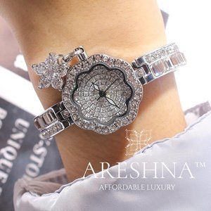 Silver Luxury Swarovski Crystals Quartz Watch